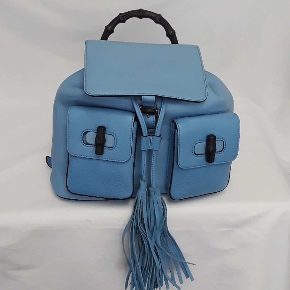 New GUCCI 370833 bamboo handle Leather Back Pack